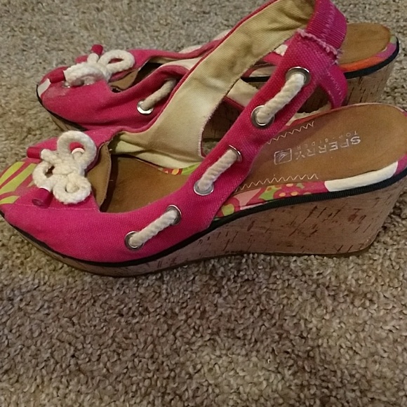 Pink Sperry Printed Wedges - Picture 2 of 3
